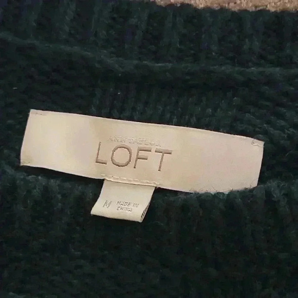 LOFT Camel Hair Sage Green Cable Knit Sweater - M - Picture 7 of 7